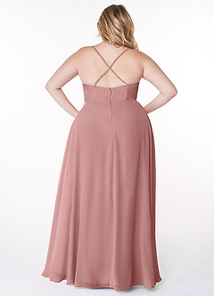 Azazie Naeem Bridesmaid Dresses Dusty Rose A-Line V-Neck Ruffle Chiffon Dress image8