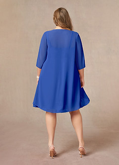 Azazie Olivia Kleider für die Brautmutter A-Linie Quadratischer Ausschnitt Gefaltet Chiffon Kleid Königsblau image8