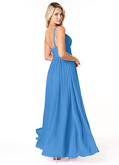 Azazie Chanel Bridesmaid Dresses Blue Jay A-Line Pleated Chiffon Dress image5