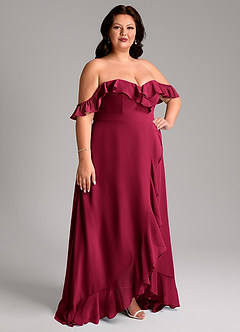Azazie Lyra Bridesmaid Dresses Burgundy A-Line Chiffon Convertible Dress image3