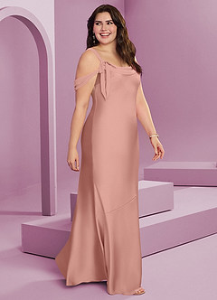 Barbie ♥ Azazie Bridesmaid Dresses Rosette Sheath Pleated Stretch Satin Dress image11