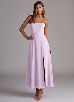 Azazie Wren Vestidos de madrinha de casamento Vestido Lilás Fosco de Chiffon de Linha A com Sem alças image5