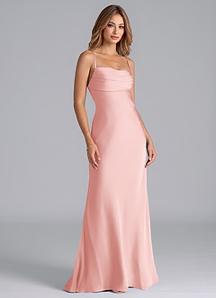 Azazie Seema Bridesmaid Dresses Powder Pink Mermaid Corset Stretch Satin Dress image1