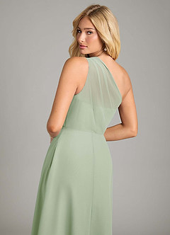 Azazie Phaedra Jurken voor bruidsmeisjes Jurk van Chiffon met A-Lijn One-Shoulder Stoffige Salie image6