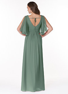 Azazie Temeka Bridesmaid Dresses Eucalyptus A-Line Ruched Chiffon Dress image4