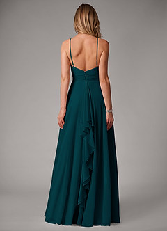 Azazie Amalia Bridesmaid Dresses Pine A-Line Pleated Chiffon Dress image6
