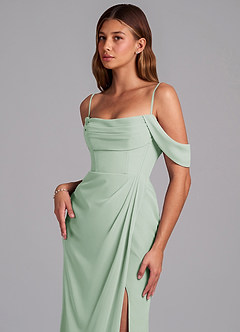 Azazie Johana Jurken voor bruidsmeisjes Converteerbaar Jurk van Chiffon met Zeemeermin Off the Shoulder Agave image5