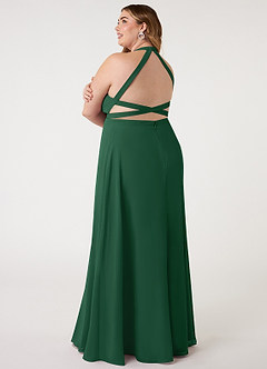 Azazie Clarice Bridesmaid Dresses Dark Green A-Line Halter Chiffon Dress image12