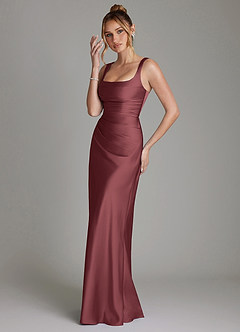 Azazie Agustina Bridesmaid Dresses Merlot Mermaid Corset Stretch Satin Dress image5