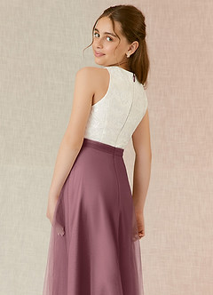 Azazie Albertine Junior Amethyst A-Line Lace Chiffon Dress image6