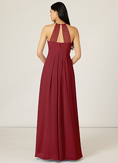 Azazie Sarah Brautjungfernkleider Empire Plissee Chiffon Kleid Granatapfelrot image2