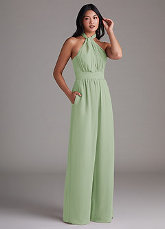 Azazie Lamara Bridesmaid Dresses Dusty Sage Off the Shoulder Chiffon Convertible Jumpsuit image12