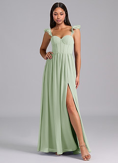 Azazie Denisse Bridesmaid Dresses Dusty Sage A-Line Ruched Chiffon Dress image5