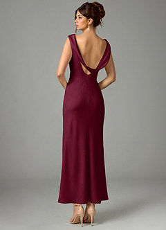 Azazie Kieryn Bridesmaid Dresses Mulberry Mermaid Pleated Stretch Satin Dress image5