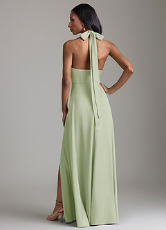 Azazie Tracie Bridesmaid Dresses Dusty Sage A-Line Side Slit Stretch Satin Dress image2