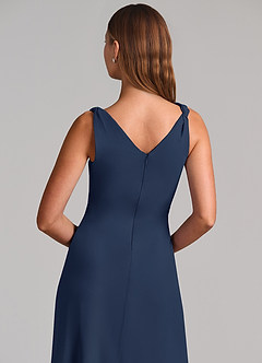 Azazie Nerine Brudtärnklänningar Klä av A-Linje i Chiffong Plisserad Mörk Marinblå image7