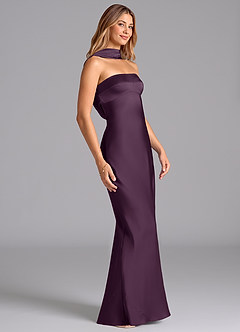 Azazie Lusinda Bridesmaid Dresses Plum Mermaid Strapless Stretch Satin Dress image6