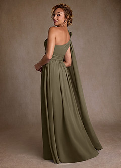 Azazie Lancaster Vestidos para mãe da noiva Vestido Salgueiro Verde de Chiffon de Linha A com Um ombro image2