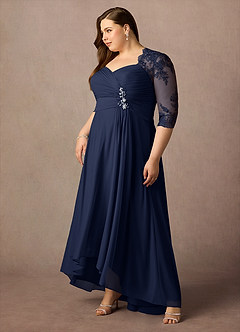 Azazie Anne Mother of the Bride Dresses Dark Navy Sheath Sweetheart Sequins Lace Dress image14