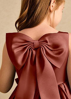 Azazie Jessie Flower Girl Dresses Auburn A-Line Bow Matte Satin Dress image7