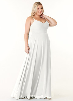 Azazie Janine Bridesmaid Dresses White A-Line V-Neck Chiffon Dress image8