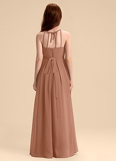 Azazie Arianthe Junior Abito A-Line in Chiffon Plissettato Bronzo image5