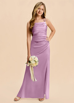 Azazie Nova Junior Wisteria Sheath Pleated Stretch Satin Dress image5