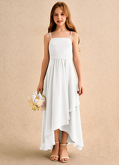 Azazie Twilight Dance Girls Formal Blumenmädchenkleider A-Linie Plissee Chiffon Kleid Elfenbein image3