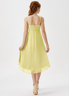 Azazie Mariam Junior Lemon Sorbet A-Line Pleated Chiffon Dress image2