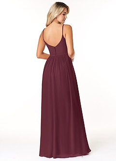 Azazie Rayna Brautjungfernkleider A-Linie V-Hals Gefaltet Chiffon Kleid Cabernetrot image6