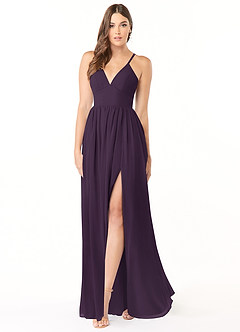 Azazie Aaida Bridesmaid Dresses Plum A-Line Corset Chiffon Dress image1
