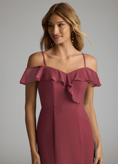 Azazie Sophie Vestidos de damas de honor Vestido de Merlot de Gasa de Corte en A Convertible con Vestidos sin tirantes image2