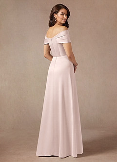 Azazie Amelia Venta final Vestido de Rosa Rubor de Satén Elástico de Corte en A con Vestidos sin tirantes image2
