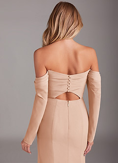 Azazie Hallie Bridesmaid Dresses English Rose Mermaid Long Sleeve Chiffon Dress image7