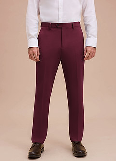 front Ethan Bourgondië Verfijnde geweven broek