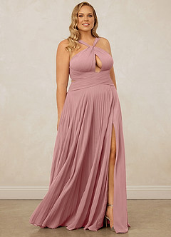 Christian Siriano Bridal for Azazie 1009 Bridesmaid Dresses Dusty Rose A-Line Pleated Chiffon Dress image12