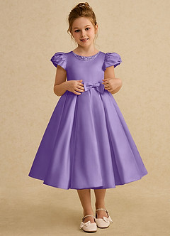 Azazie Pearl Robe Demoiselle D'honneur Fillette Robe Princesse en Mat Satiné Plissée Tahiti image1