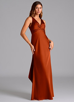 Azazie Hati Bridesmaid Dresses Paprika Mermaid Stretch Satin Dress image4