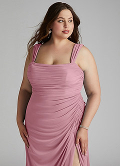 Azazie Jesaphine Bridesmaid Dresses Vintage Mauve Sheath Ruched Mesh Dress image11