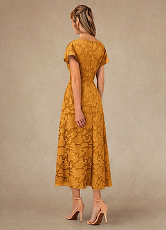 Azazie Vera Klänningar till brudens mor Klä A-Line i Blommig Utbrändhet Plisserad Knäck image3