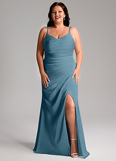 Azazie Deandra Bridesmaid Dresses Bermuda Mermaid Pleated Stretch Satin Dress image9