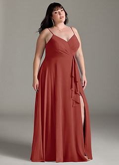 Azazie Akita Bridesmaid Dresses Terracotta A-Line Chiffon Dress image7