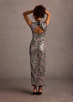 Kira Lilac Floral Sequin Maxi Dress image3