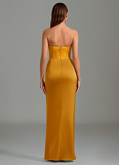 Azazie Emilia Bridesmaid Dresses Butterscotch Mermaid Strapless Stretch Satin Dress image2
