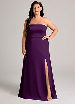 Azazie Wren Bridesmaid Dresses Grape A-Line Strapless Stretch Satin Convertible Dress image8