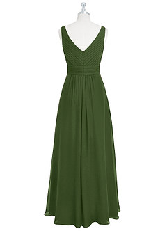 Azazie Pierrette Bridesmaid Dresses Olive A-Line Pleated Chiffon Dress image8