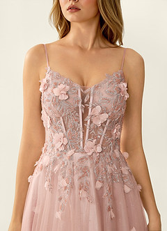 Briseis Pink Lace Corset Lace Up Back Tulle Prom Dress image4