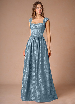 Hazel Dammblå Plisserad maxibalklänning image5