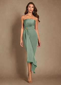 Azazie Dinanta Mother of the Bride Dresses Matcha Column Pleated Chiffon Dress image2