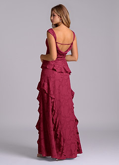 Azazie Sloane Bridesmaid Dresses Burgundy A-Line Sweetheart Neckline Floral Burnout Dress image2